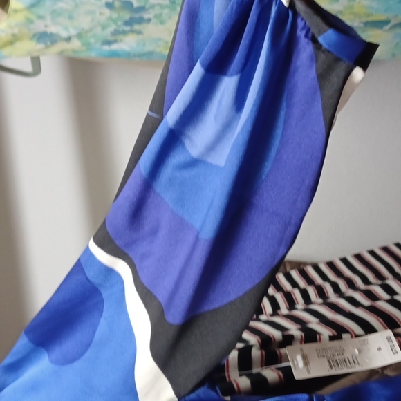 Bisou Bisou satin dress, blue and black size 6 - Picture 3 of 5